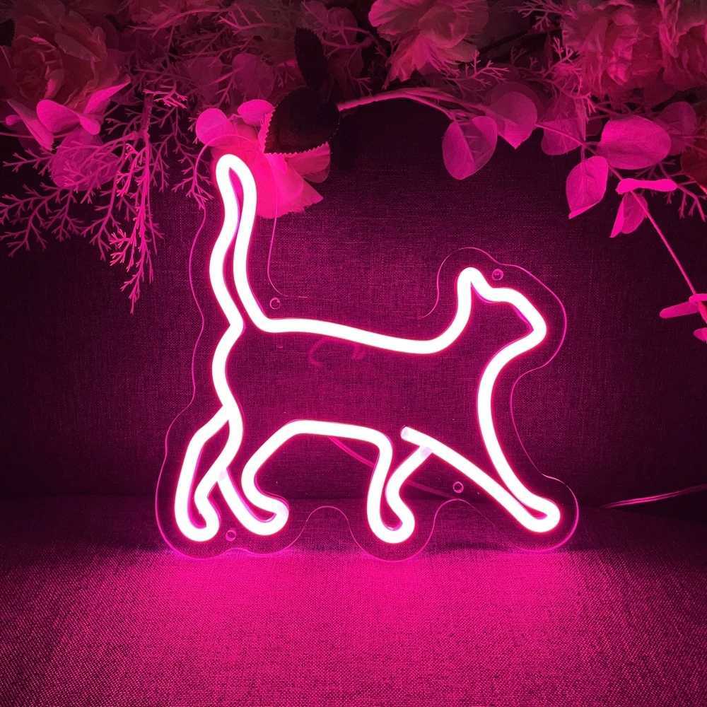 Cat Neon Sign USB LED Neon Light Night Sign Childrens Bedroom Wall Decoration Neon Lamps Creative Birthday Gift Room Wall Decor W250526