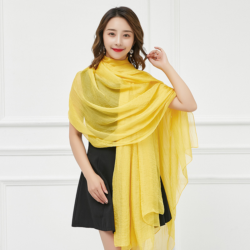 K831 Chiffon scarf solid color bright red beach scarf long gauze scarf air conditioning shawl sunscreen square dance scarf