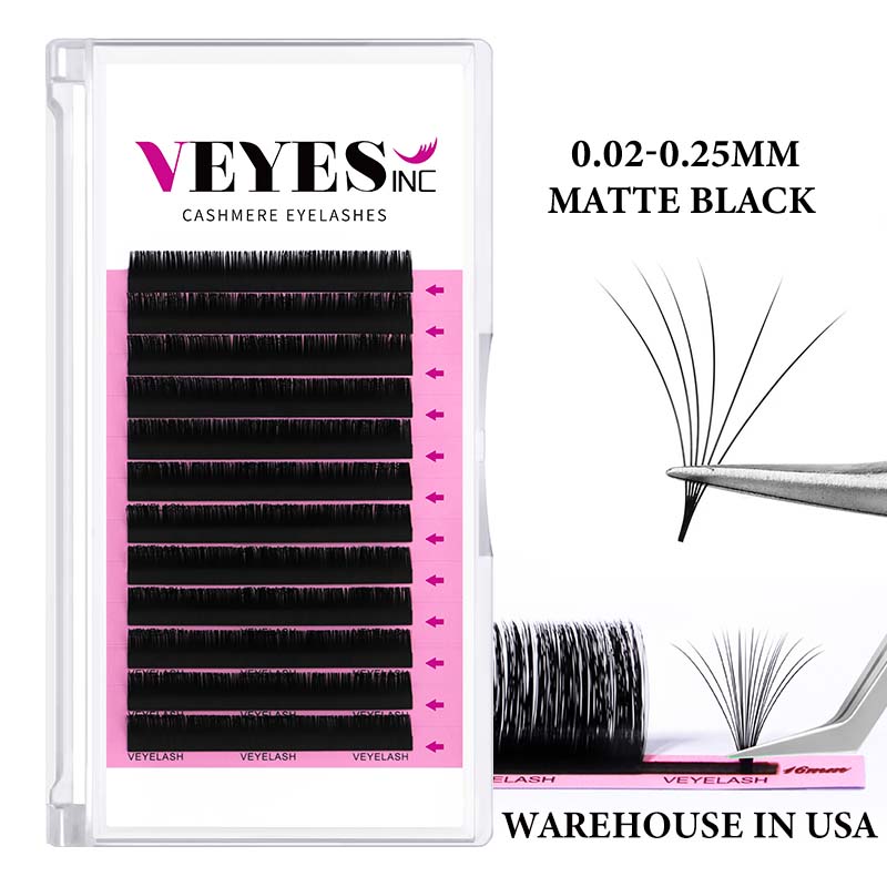 Veyes Inc Wholesale Soft PBT Cashmere Lash Extensions Easy Fan Lashes with Siberian Mink Incroyable Curl BC