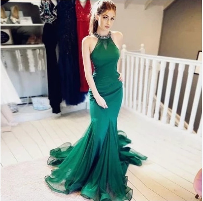 New Womens Wear New Product Round Neck Sleeveless Dress Slim Fit Long Dress