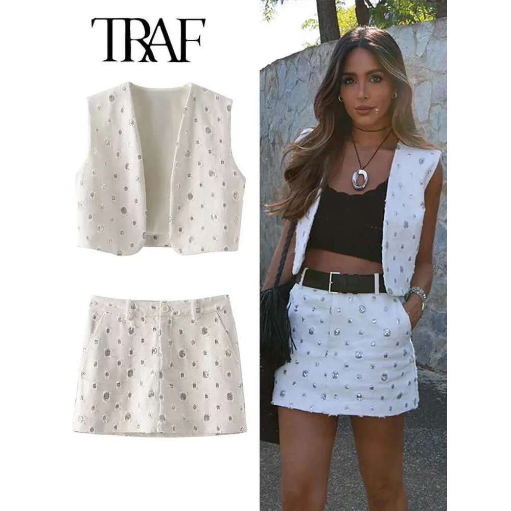 Elegant Sequin Skirt Sets For 2 Pieces Shinny Sleeveless Vest Women Suits 2024 Summer Fashion Zipped Skirts Set