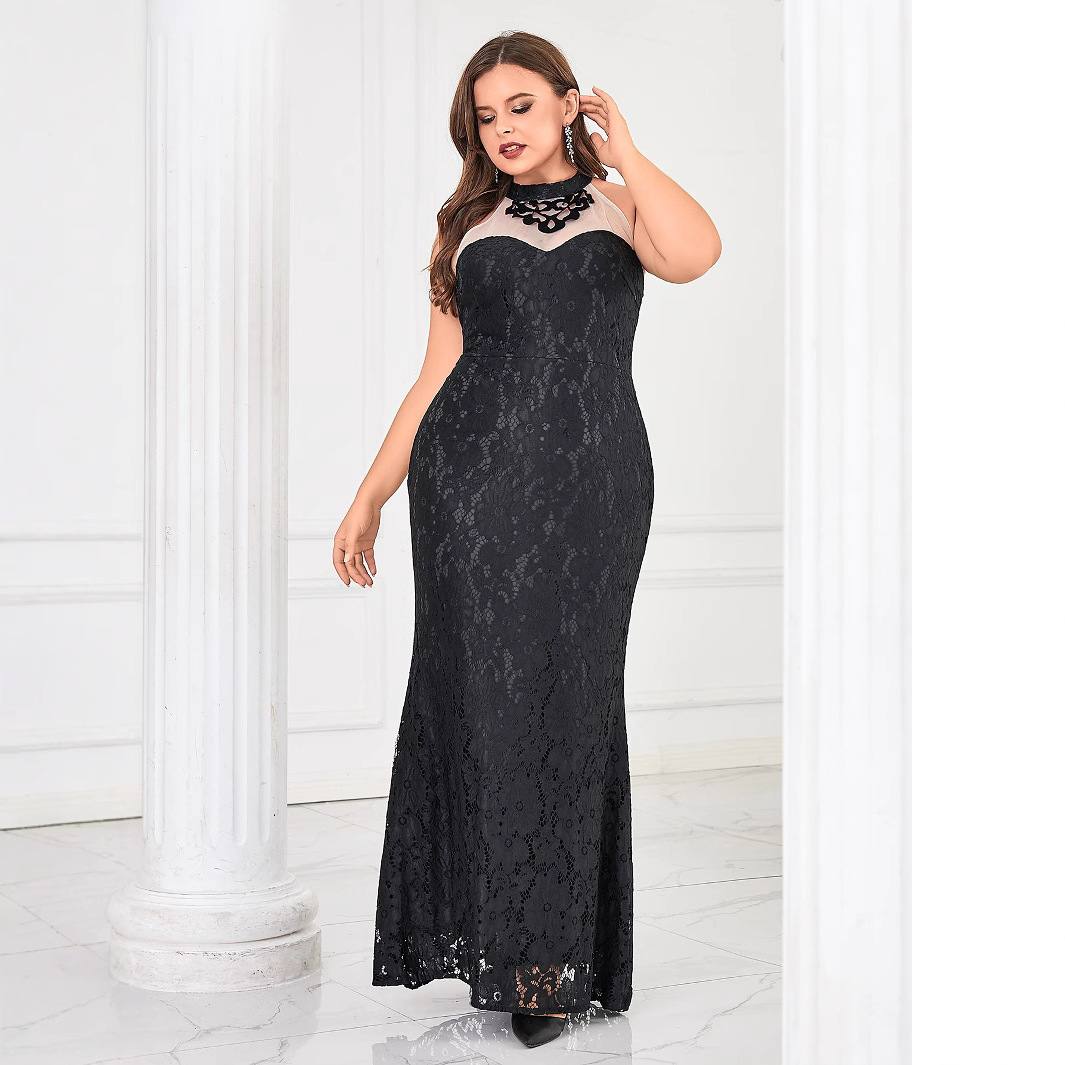 Womens summer clothing new Korean version fashionable temperament elegant slimming cheongsam style fish tail lace dress