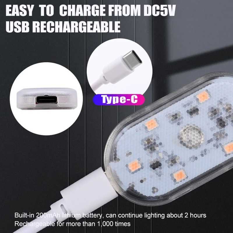 Car Interior Ambient Light USB Rechargeable Cabinet Light Room Decor RGB Lights Atmosphere LED Lamp Magnet Wireless Light W250526