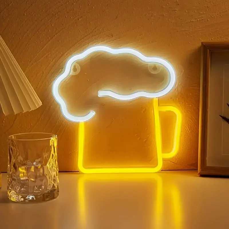 Modern Beer LED Neon Sign USB/Battery Powered LED Light for Bedroom Room Decoration Gift Night Light Decoration Party Holiday W250526