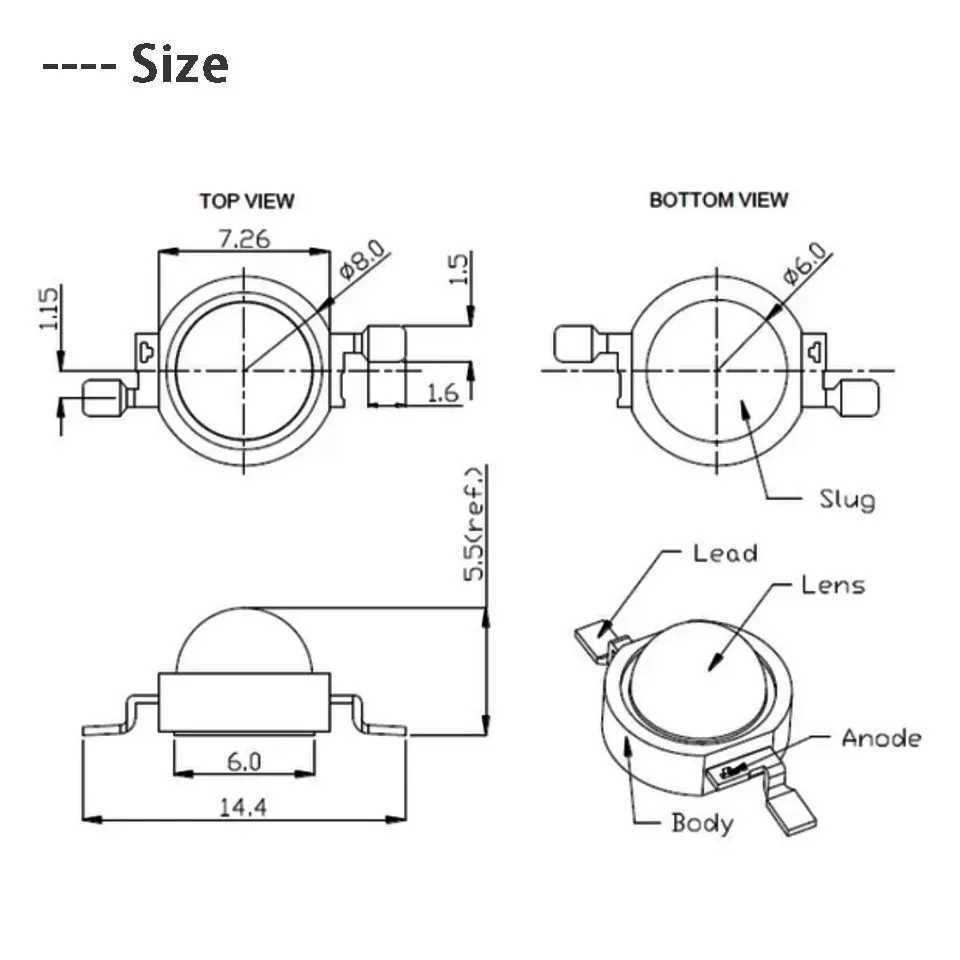 10Pcs Royal Blue LED Grow Chip 440nm Light Beads 1W 3W 5W Emitter Blub LED Chip For Indoor Aquarium Plant GrowXJ250526