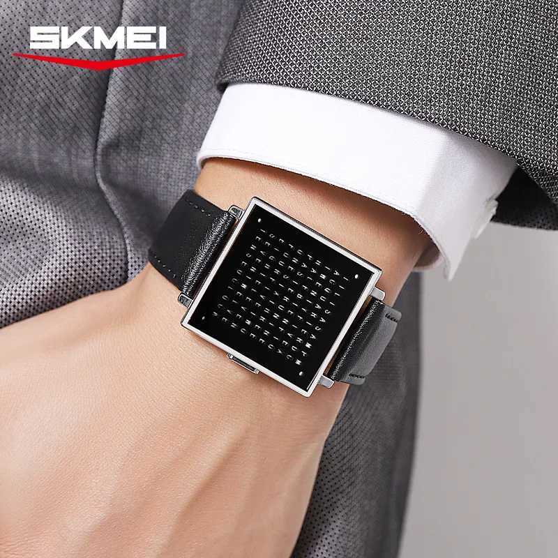 SKMEI 2388 Fashion Electronic Watch Luxury Led Light Digital Wristwatch For Man Date Display Life Waterproof Leather Strap Clock M250526