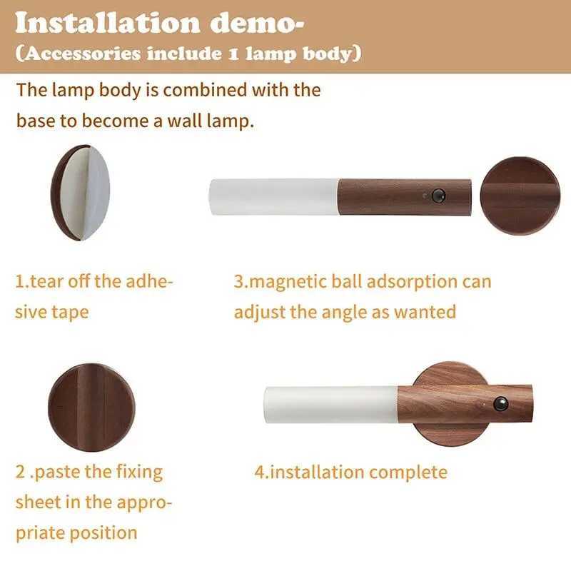 1/2/4PCS Motion Sensing Night Light Rechargeable Wireless Corridor Wall Light Wardrobe Light Bedroom and Home Desk LampXJ250526