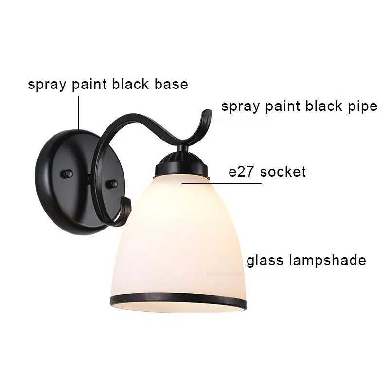 Nordic LED Wall Light with Frosted Glass Shade Retro Sconce for Bedroom Living Room Corridor E27 Home Decoration Lighting FixtureXJ250526