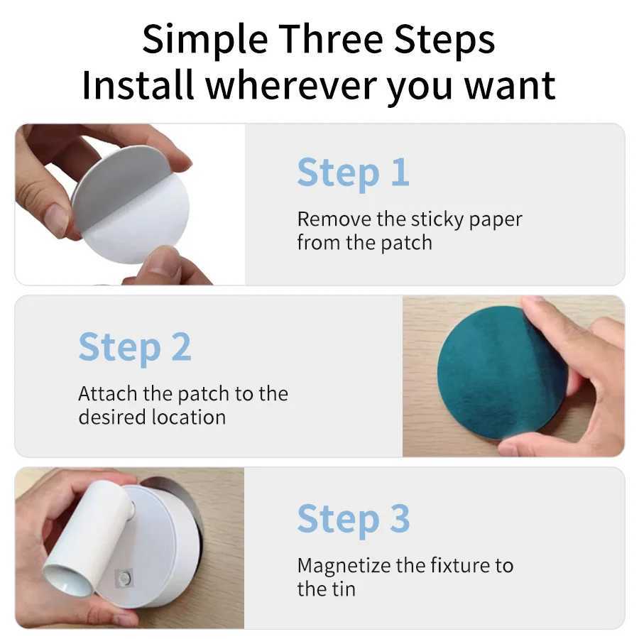 USB arj Edilebilir LED Duvar I Kablodsuz Delmeden Manyetik Spot I Dokunmatik Anahtar Kslabilir 3 Renk 360 Rotation Bedside LampXJ250526