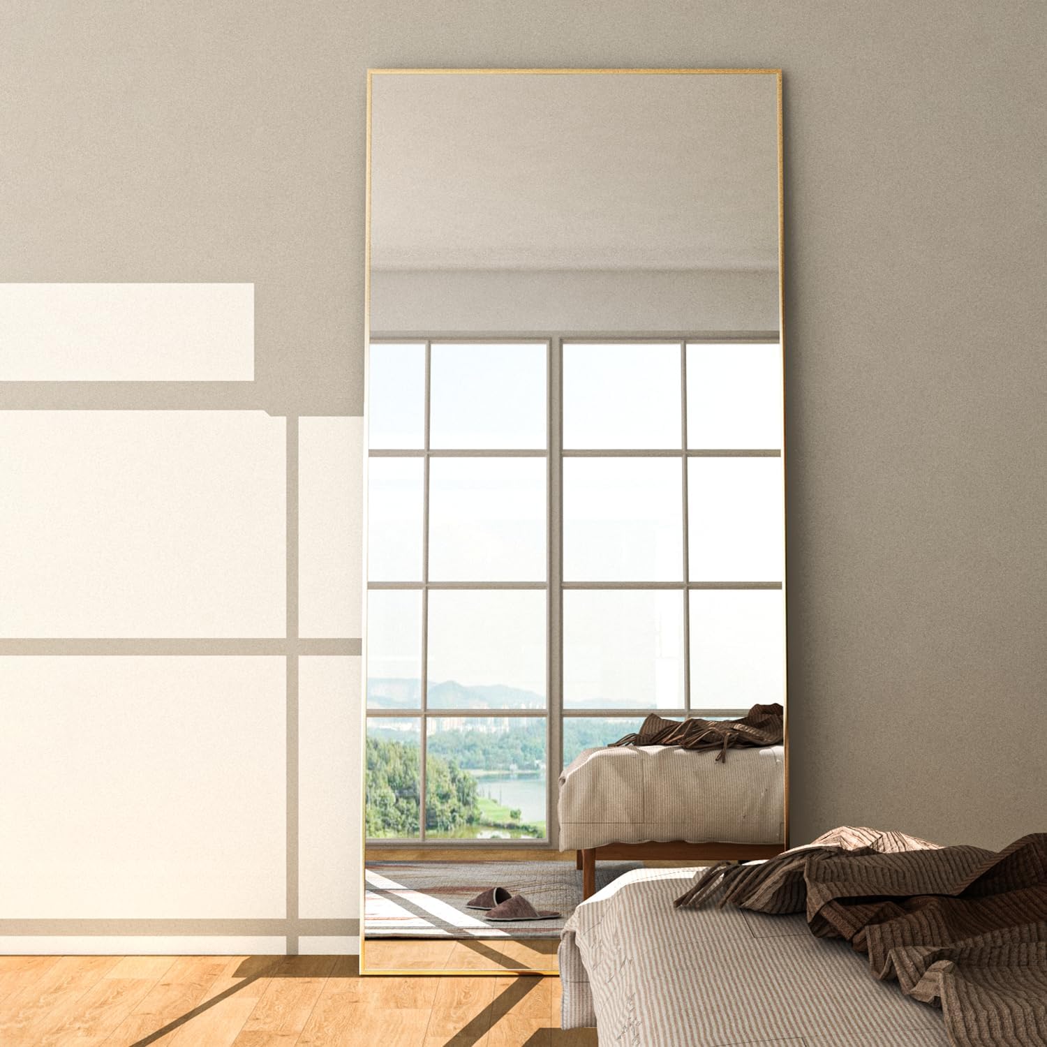 cassilando gold full length metal frame mirror largesized floor wall standable 65 h x 24 w