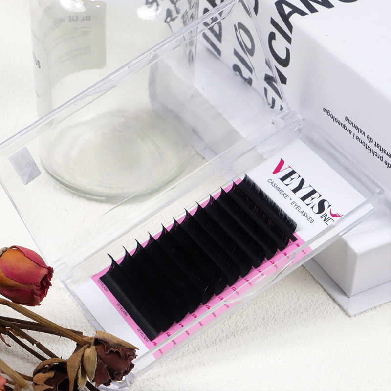 Veye Wholesale Volume Silk Eyelash Velvet Cashmere Russian Matte Black Vegan Custom Logo Volume Lash Extention