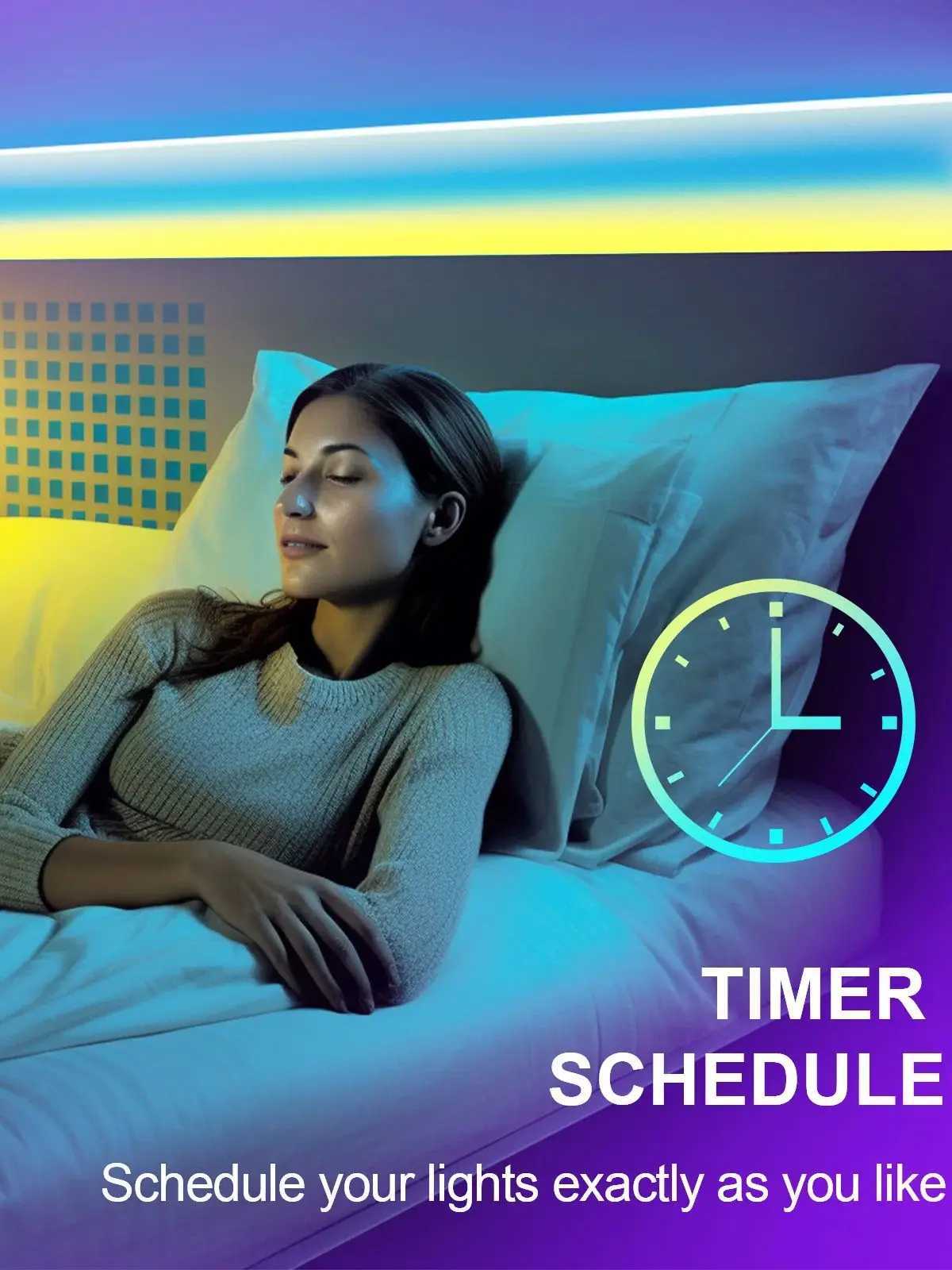 200ft smart LED light strip (2 rolls 100ft) bedroom color-changing RGB light with built-in microphone that can rhythm with music su W250526