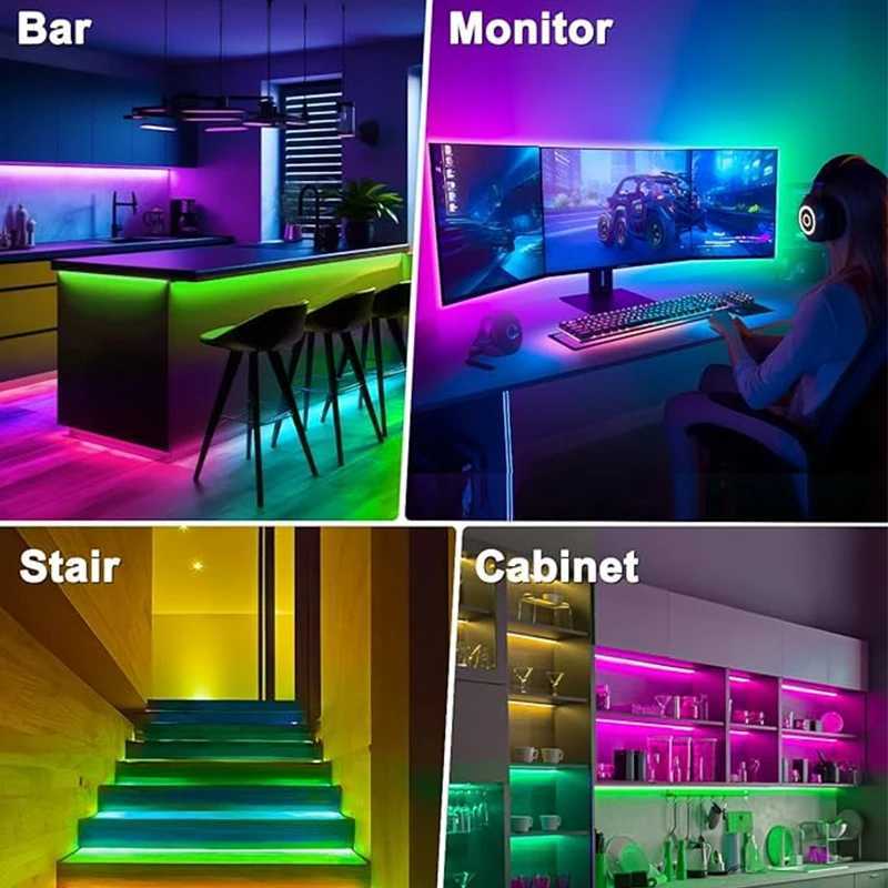 USB LED Strip Lights RGB LED Light Smart APP Control for TV Backlight Christmas Party Home Decor Lighting Ribbon Tape for Room W250526