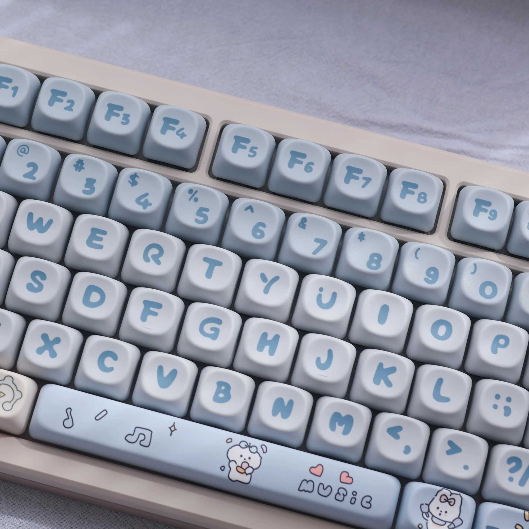 139Keys Band Puppy Theme Keyca MOA Profile Gradient Blue PBT Sublimation Key Ca for DIY Mechanical Keyboard Cute Keycap R250526