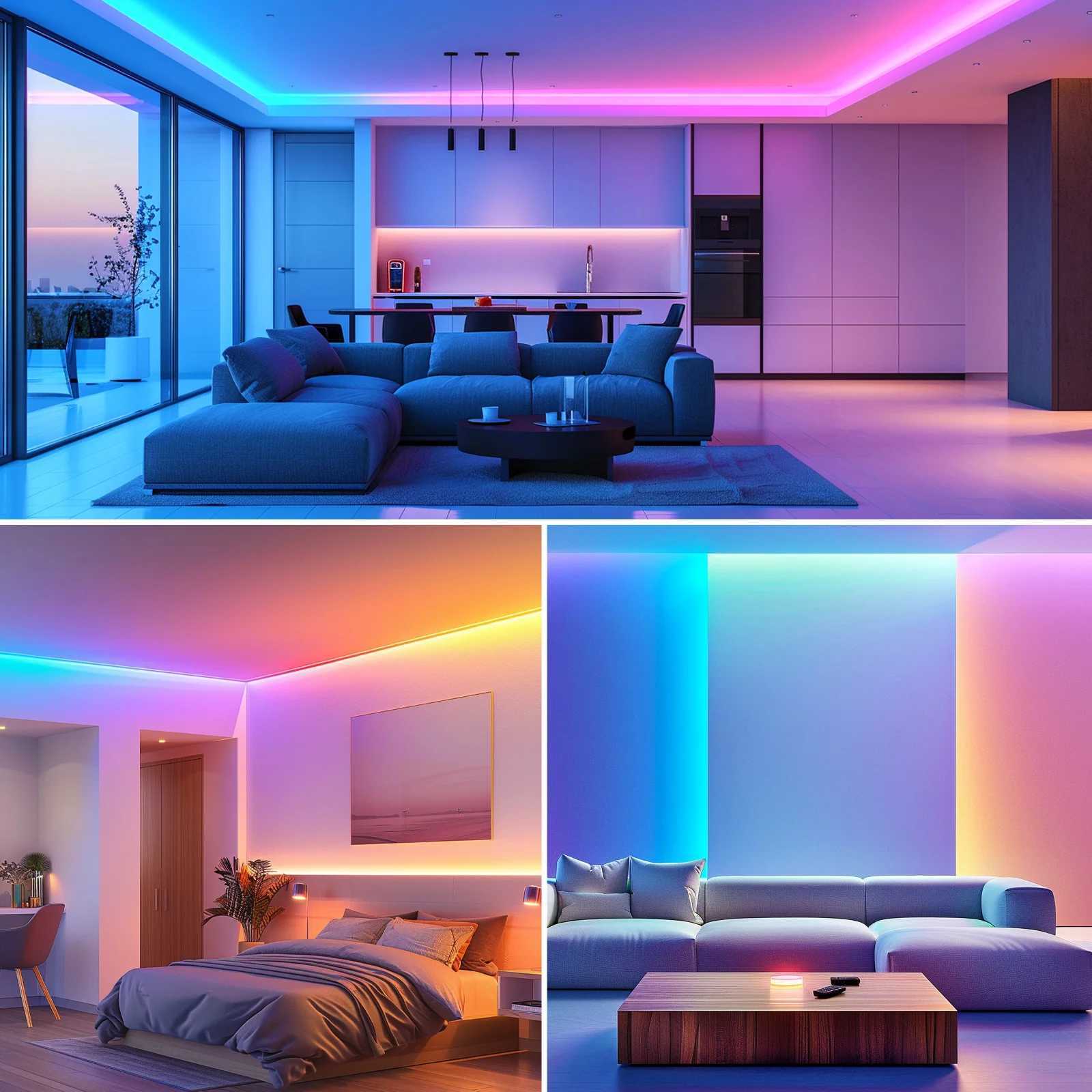 200ft smart LED light strip (2 rolls 100ft) bedroom color-changing RGB light with built-in microphone that can rhythm with music su W250526