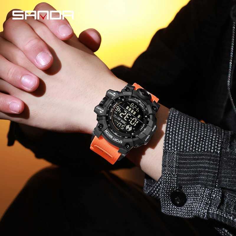 SANDA Outdoor Sports Men Watch Waterproof LED Analog Digital Show Multifunction Big Dial Electronic Wristwatch G style Male Cloc M250526