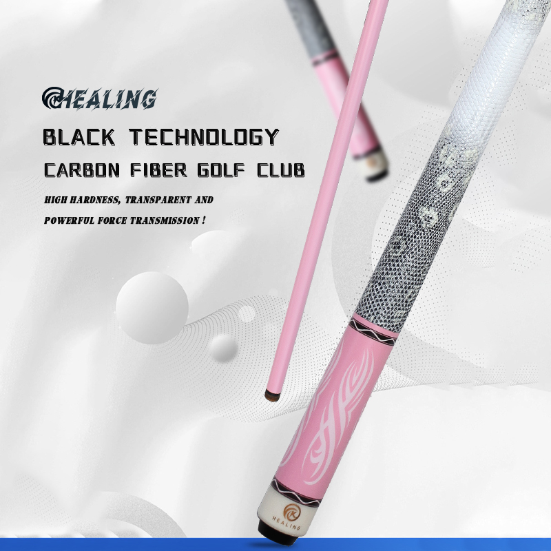 OKHEALING 12.4mm Break Cue Tip Black Technology Carbon Fiber Shaft Butt 147cm 19~20oz Radial Pin Joint Pink Billiard Cue Pool Game Cues