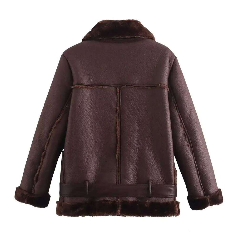 2024 The New Women's Warm and Extra Thick Feather Rider Jacket with Artificial Fur Outerwears
