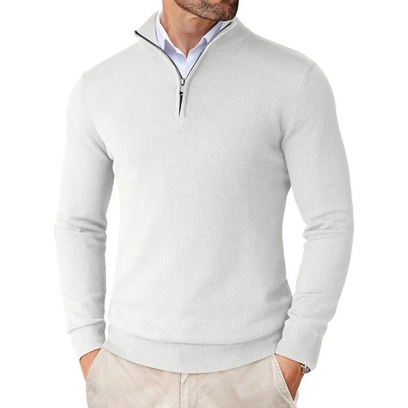 Mens Quarter Zip Up Sweaters Slim Fit Lightweight Mock Neck Pullover Casual Sweaters Half Turtleneck Knitted Outdoor Streetwear 250526