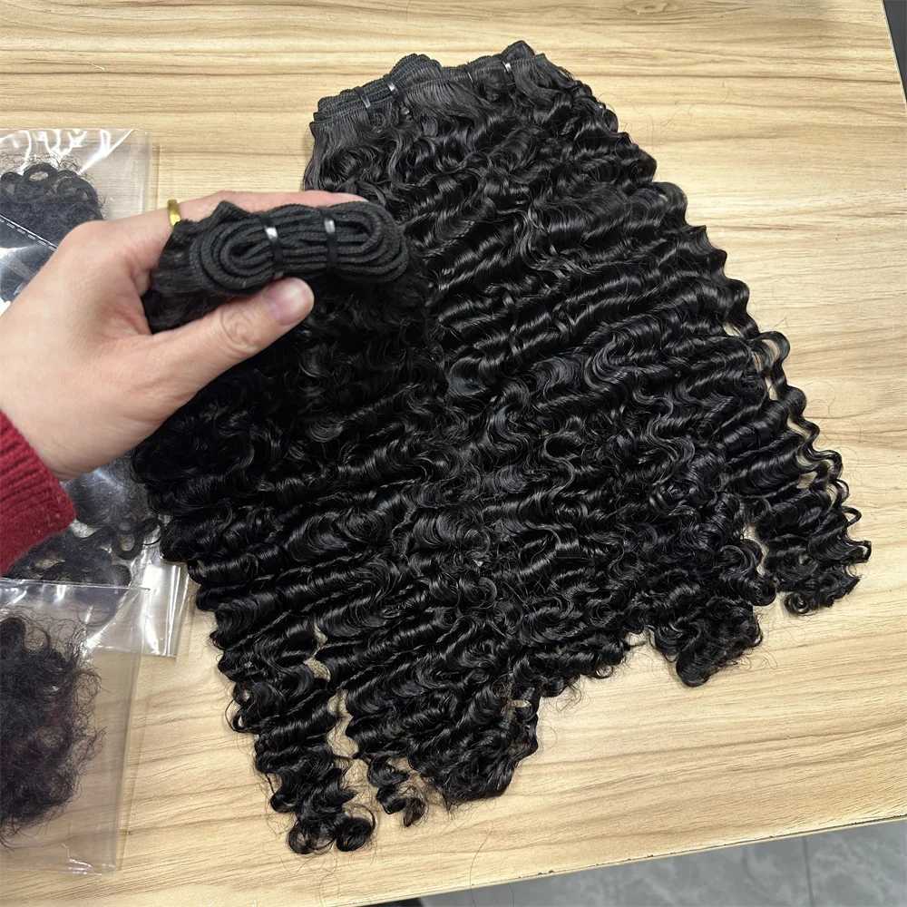 3C4A Burmese Curly Hair Bundles Virgin Human Hair Burmese Vietnamese Raw Human Hair Extensions Wholesale For Full Head 18A S25526