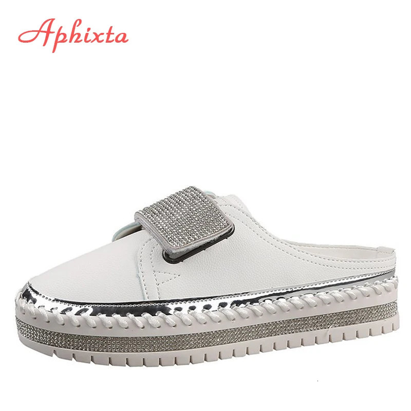 Aphixta y Crystals Half Slippers Women Leather Womens Shoes Outside Fashion Platform For Women 250526BJ - view 1