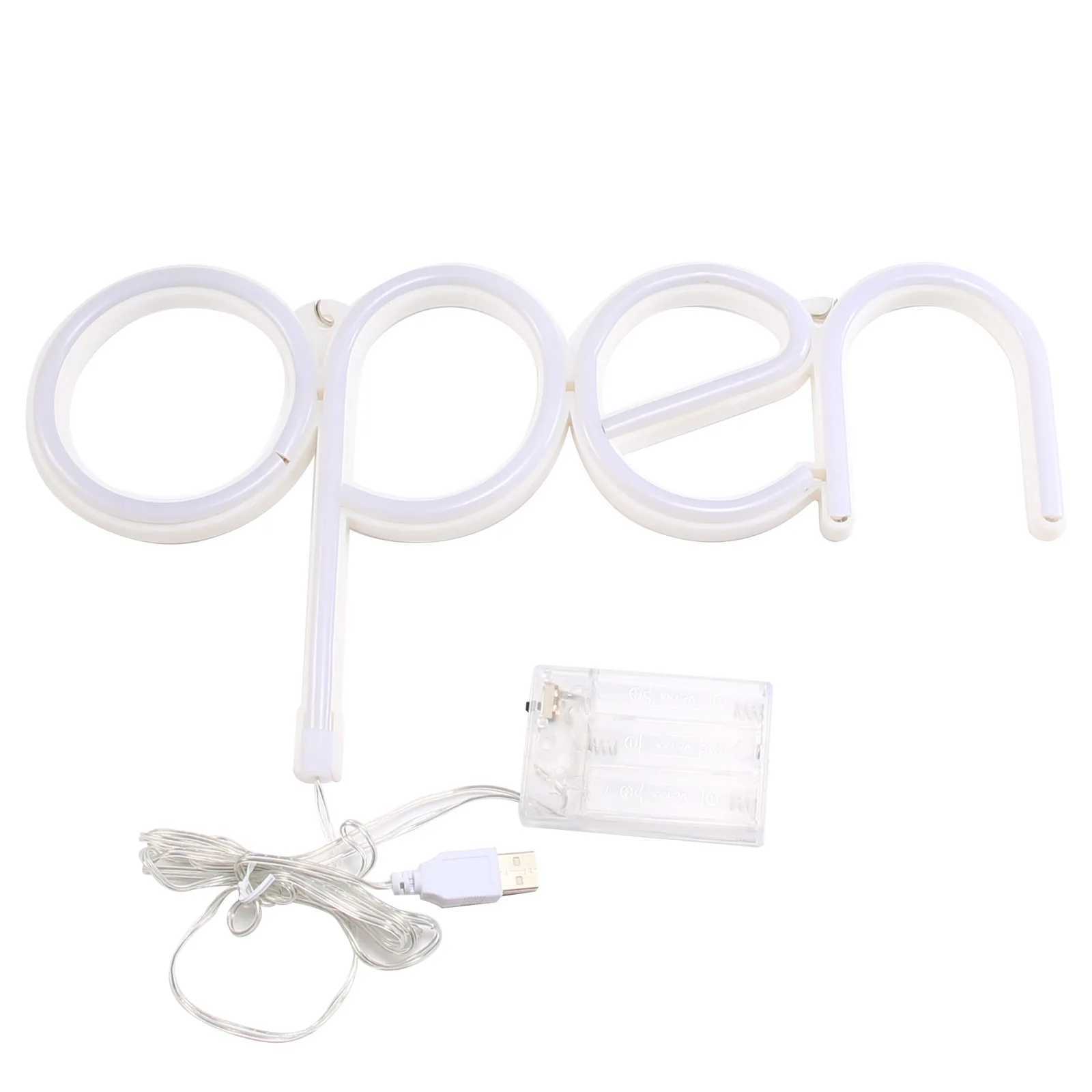 OPEN Letters Neon Sign Lights USB/Battery Powered LED Bar Light for Bedroom Room Decoration Gift Night Light Party Holiday N10 W250526