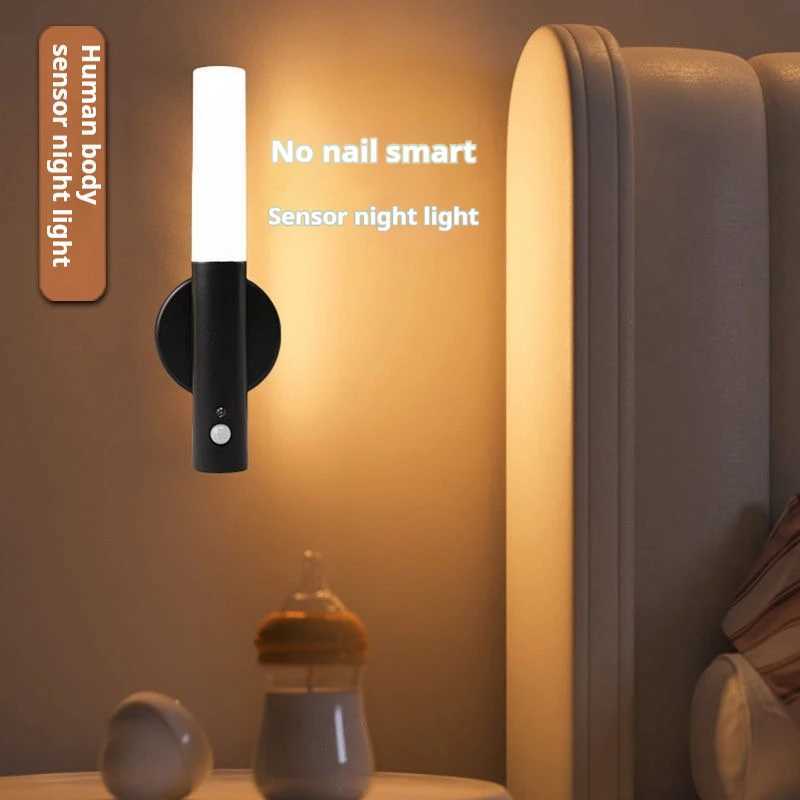 LED 1200mAh Battery Black Wall Lamp Indoor LED Magnetic Portable Lamp Charge For Hallway Bedroom Motion Sensor Light StairwellXJ250526