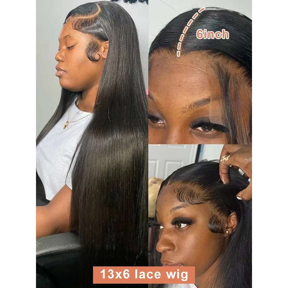 250 300 Density 40 42 Inch Straight 13x6 HD Frontal Human Hair Wigs Brazilian Transparent 13x4 Lace Front Wig For Women