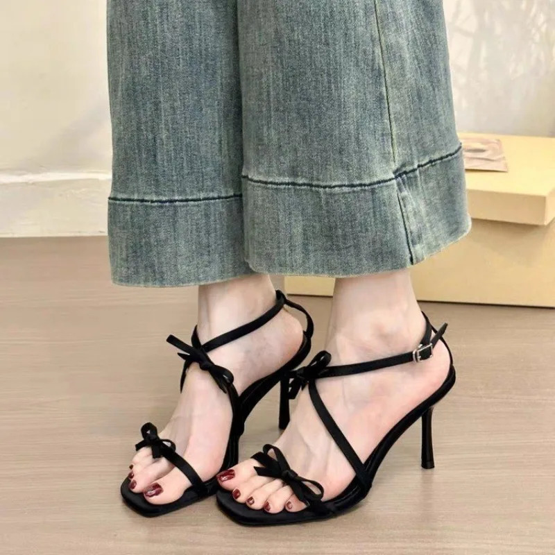 ner Summer Women Open Toe Slippers Fashion Butterflyknot High Heel Party Dress Slides Shoes 250526BJ - view 3