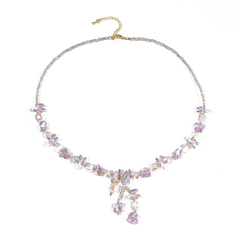 creative design necklace, sweet personalized crystal pendant style, simple and fresh women's accessories