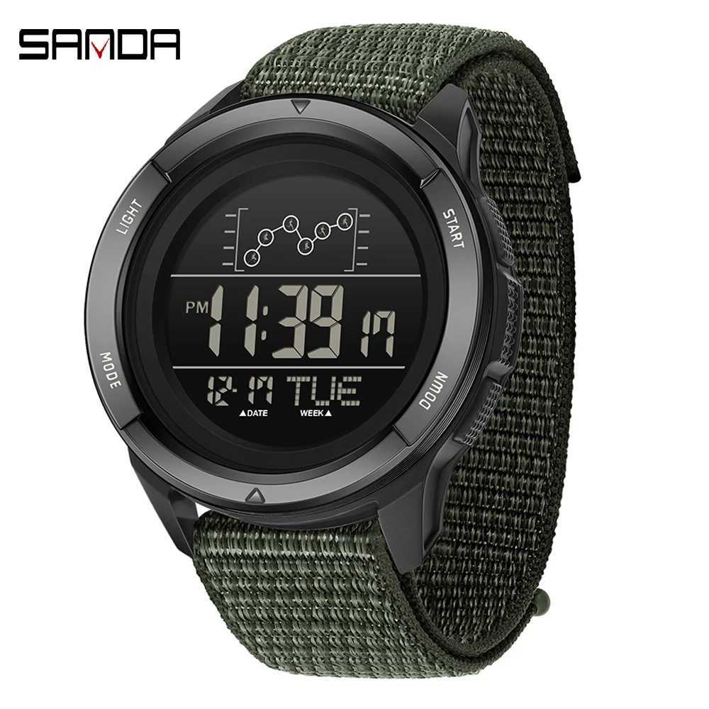 SANDA Electronic Watch Nylon Strap Digital Display Multifunctional Alarm Clock Student Watch Waterproof Military Sports Watch M250526