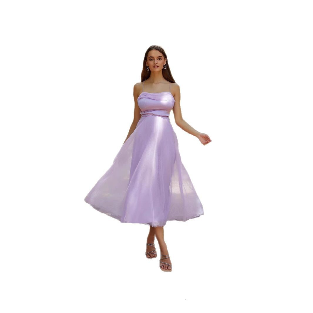 Dress Banquet Purple Strap Dress New Dress