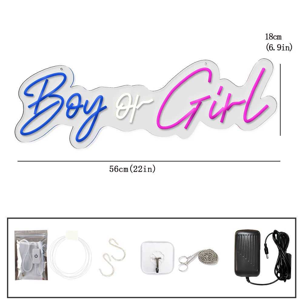 Large LED Light 76cm Boy or Girl Neon Sign for Gender Reveal Baby Birthday Party Decoration Bedroom Festive Lights W250526