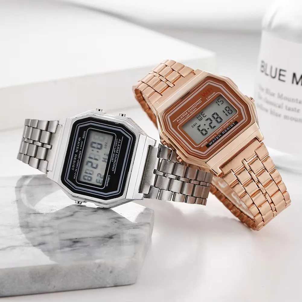 Luxury LED Digital Watches for Men Stainless Steel Gold Silver Electronic Watch Fashion Business Mens Watch relogios masculino M250526