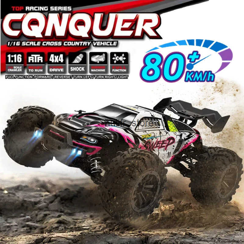 Free shipping 4WD 1 16 80KM/H Super Brushless 50KM/H Brushed RC Car 4x4 Off Road Remote Control High Speed Drift Racing Truck Toy Kids Adults Q0526