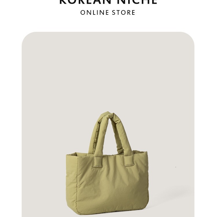New Autumn And Winter Japanese And Korean Niche Ins Lightweight Nylon Cotton Handbag For Women Simple Casual Large Capacity Tote Bag