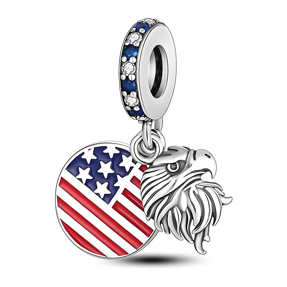 FewDook 2025 New Fashion Charms Brazil, Venezuela, Italy, American Flag Eagle Pendant Fit Original Pan Bracelets Beads DIY Women High Quality Jewelry 