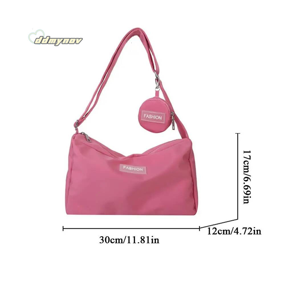 Haruku Style College Crossbody Solid Color Large Capacity Shoulder Bag Oxford Fashion Designer Handbag With Coin Purse New ddmynov