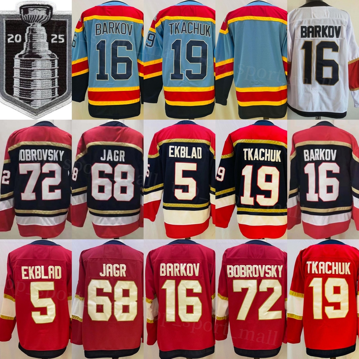 2025 Stanley Cup Hockey Matthew Tkachuk Jerseys Sergei Bobrovsky Aaron Ekblad Aleksander Barkov Jaromir Jagr Navy Blue White Red Team All Stitched Men Sale