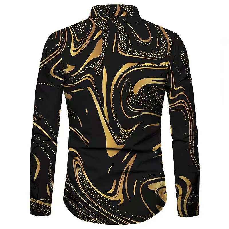shirt men printed long sleeve shirt casual cardigan new button holiday fashion shirt 5XL