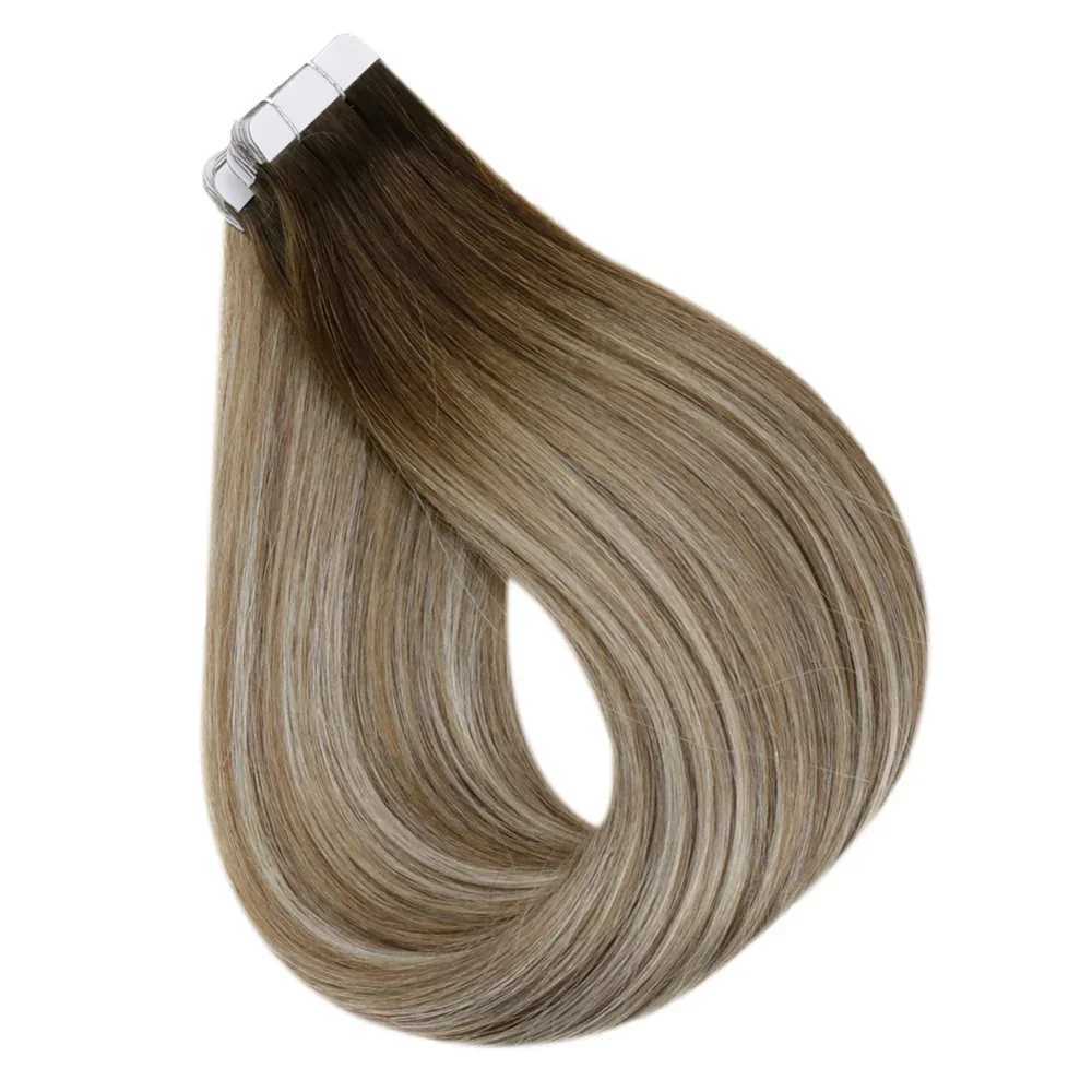Download Remy Tape in Hair Extensions 100% Real Human Hair Straight Natural 12-24inch 20pcs 40pcs Double Sided PU Skin Weft Hair S25526