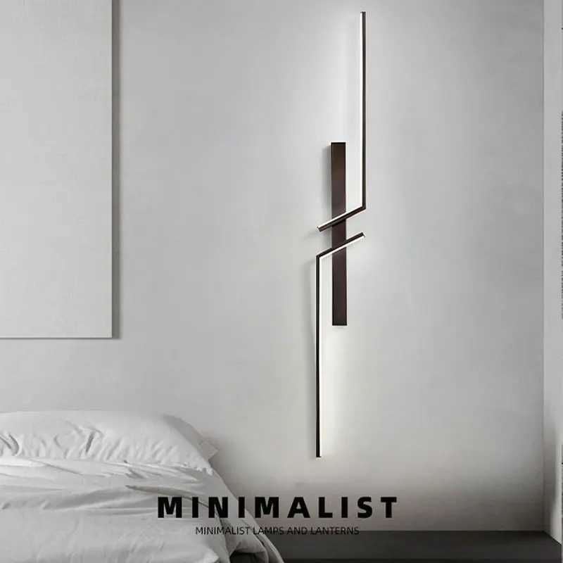 Nordic Black Gold LED Wall Lights Fixture for TV Background Bedroom Indoor LED Wall Lamps Wall Sconce for Stairs Aisle AC85-265VXJ250526