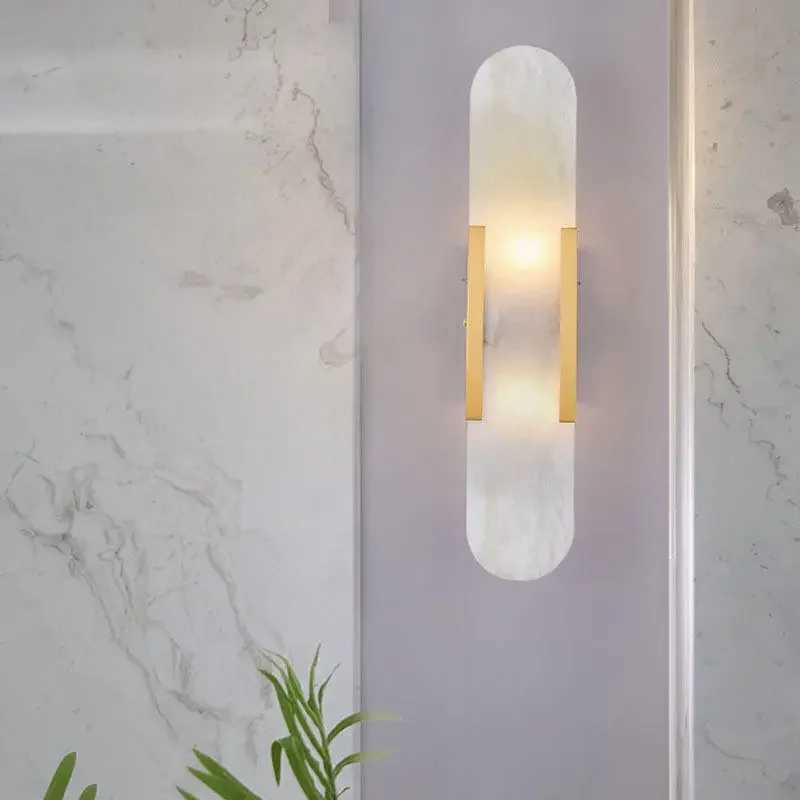 Nordic postmodern marble wall lamp for living room TV background bedroom study bedside wall lamp creative light luxury wall lampXJ250526