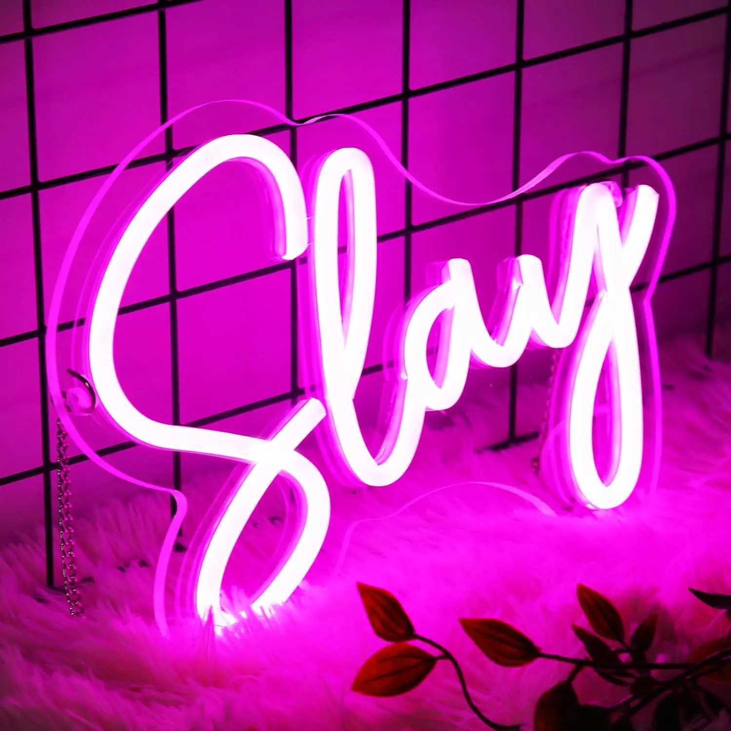 Slay Letter Pink LED Neon Glow Sign Novelty Night Light for Bedroom Room Bar Shop Clothing Store Art Decoration W250526