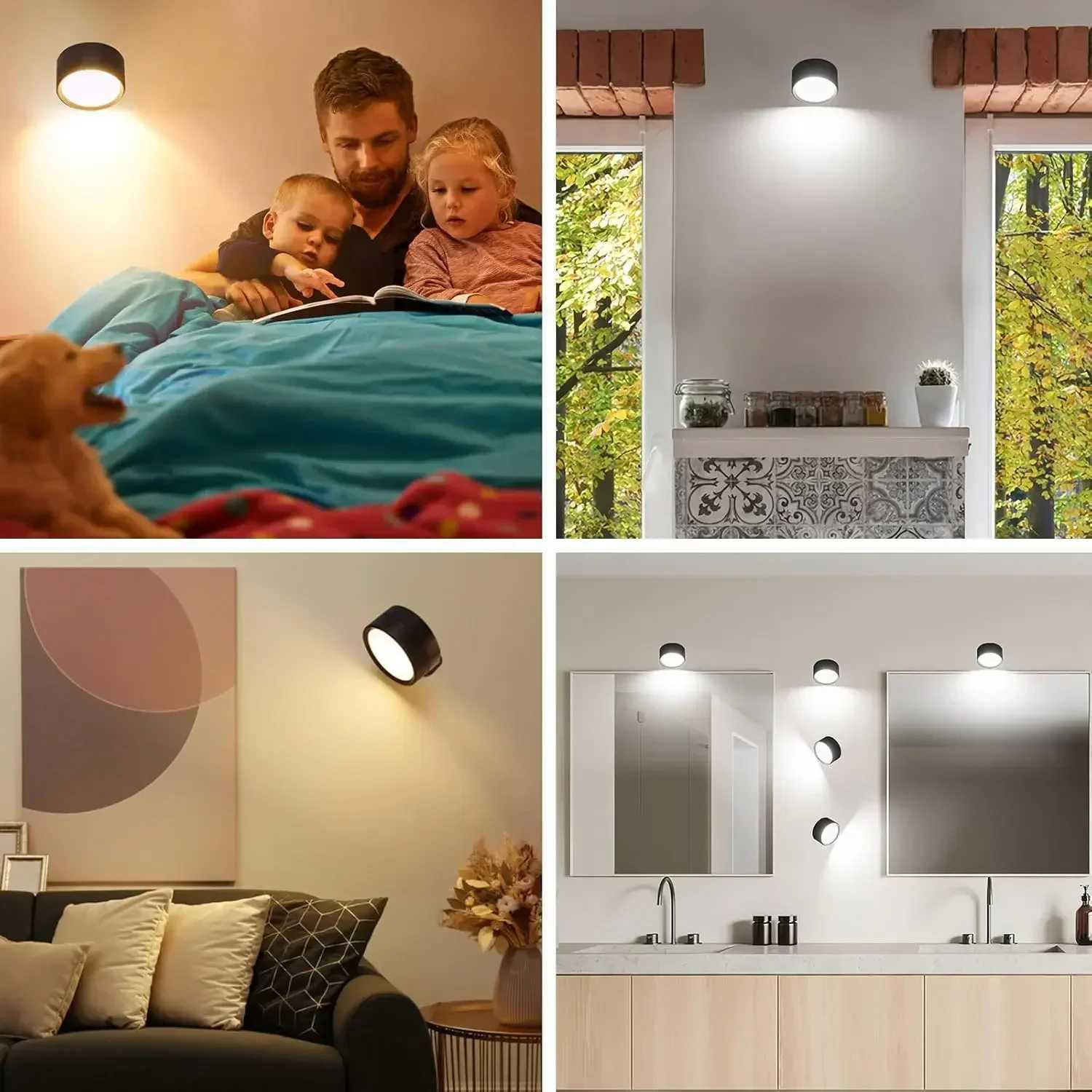 LED Wall Sconces light 3 Brightness Levels 3 Color Modes Wall Lights Battery Operated 360 Rotatable Touch Control Wall LampXJ250526