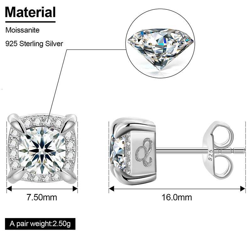 0.8ct Main Stone D Color Moissanite Stud Earrings For Women Top Quality 100% Sterling Sier Sparkling Wedding Jewelry Gifts