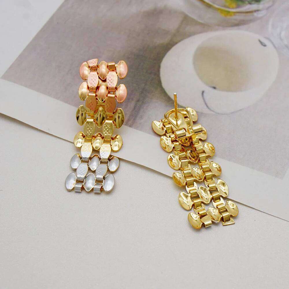 Simple Elegant Gold Color Women Jewelry Necklace Earrings Bracelet Rings Sets Fashion Set Dubai Wedding Banquet Party Gifts