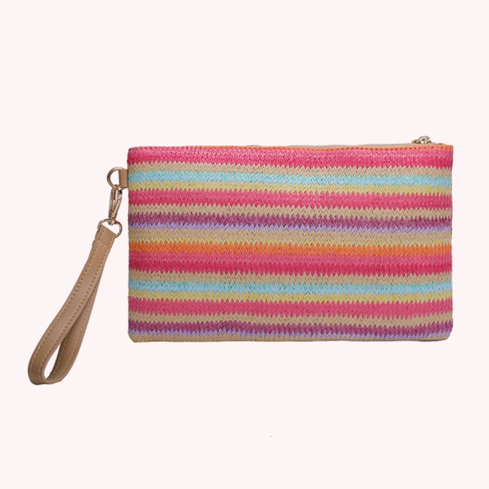 Women Envelope Bag Colourful Hand-woven Beach Clutch Bag Vintage for Shopping 250526