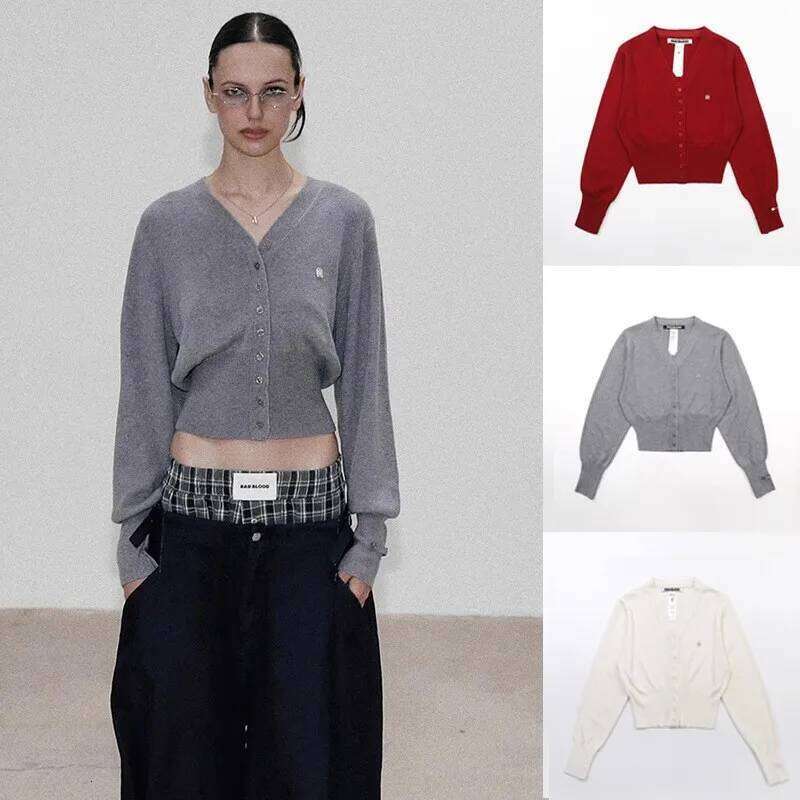2025 Badblood Sweatshirt American Spice Girls Knitted Cardigan Women V-Neck Embroidered Niche Sweater Top Tide