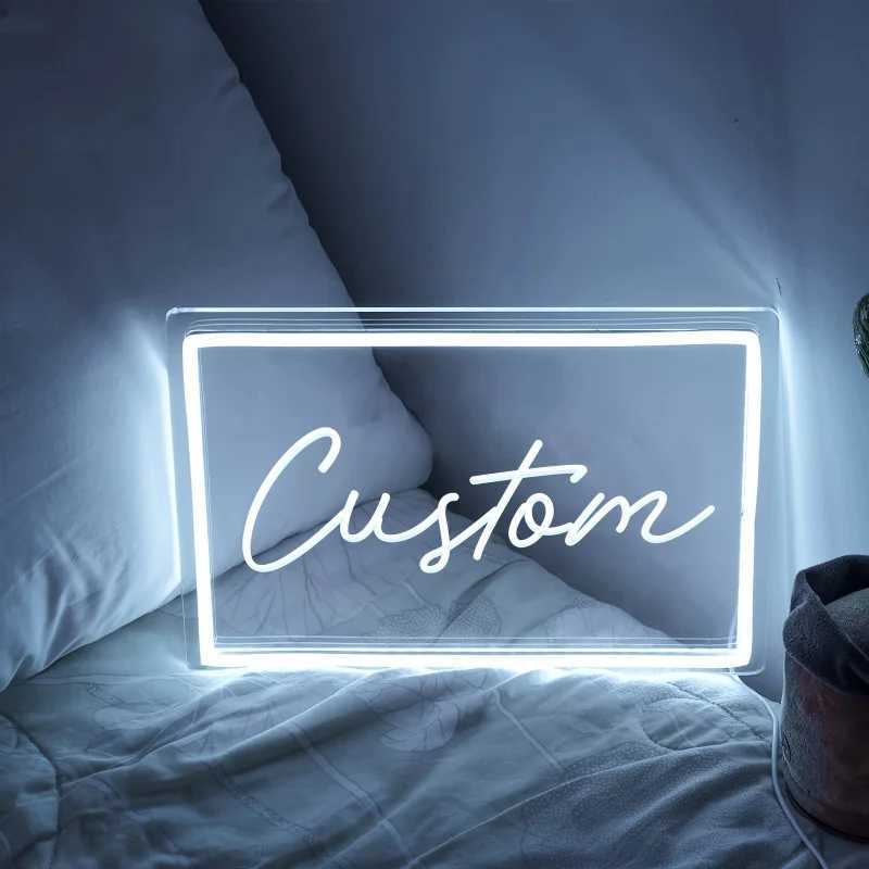 Custom LED Neon Sign Personalized Round Pink Wall Art for Bedroom Home Decor USB Powered Wedding Decoration Personalized Light W250526